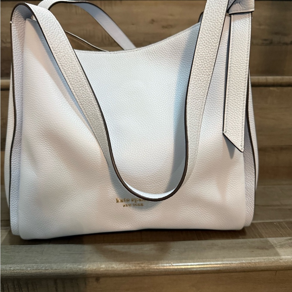 Kate Spade Light Blue Knot Large Pebble Leather Shoulder Bag - Picture 6 of 10